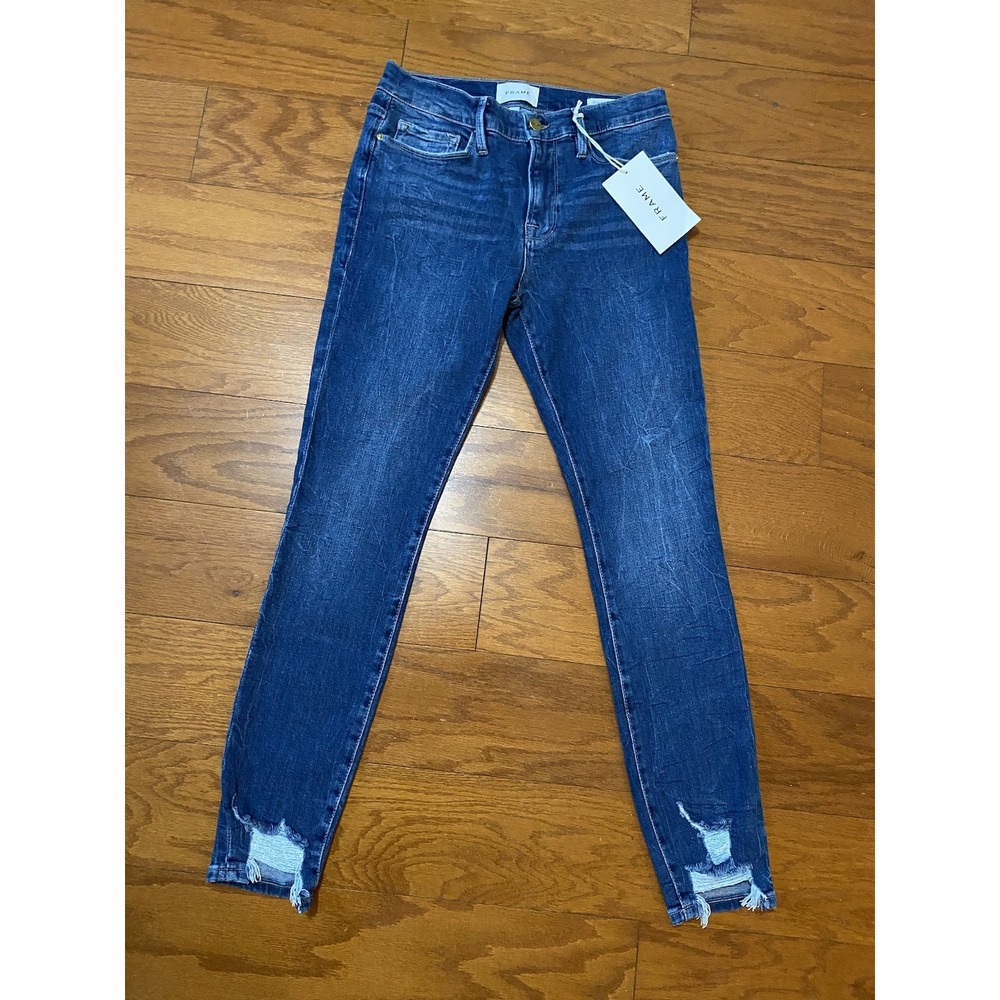 NEW Frame Sz 28 White Denim Le Skinny de Jeanne Blue Women's NWT $215